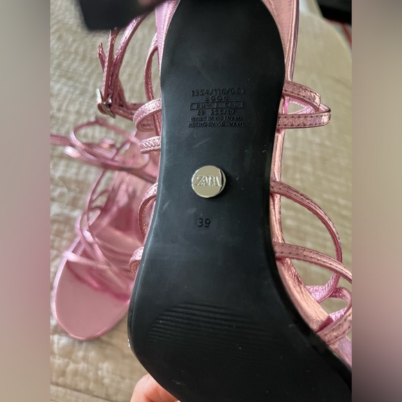Zara sandals pink metallic strappy new no tags size 8.5 - Picture 5 of 5
